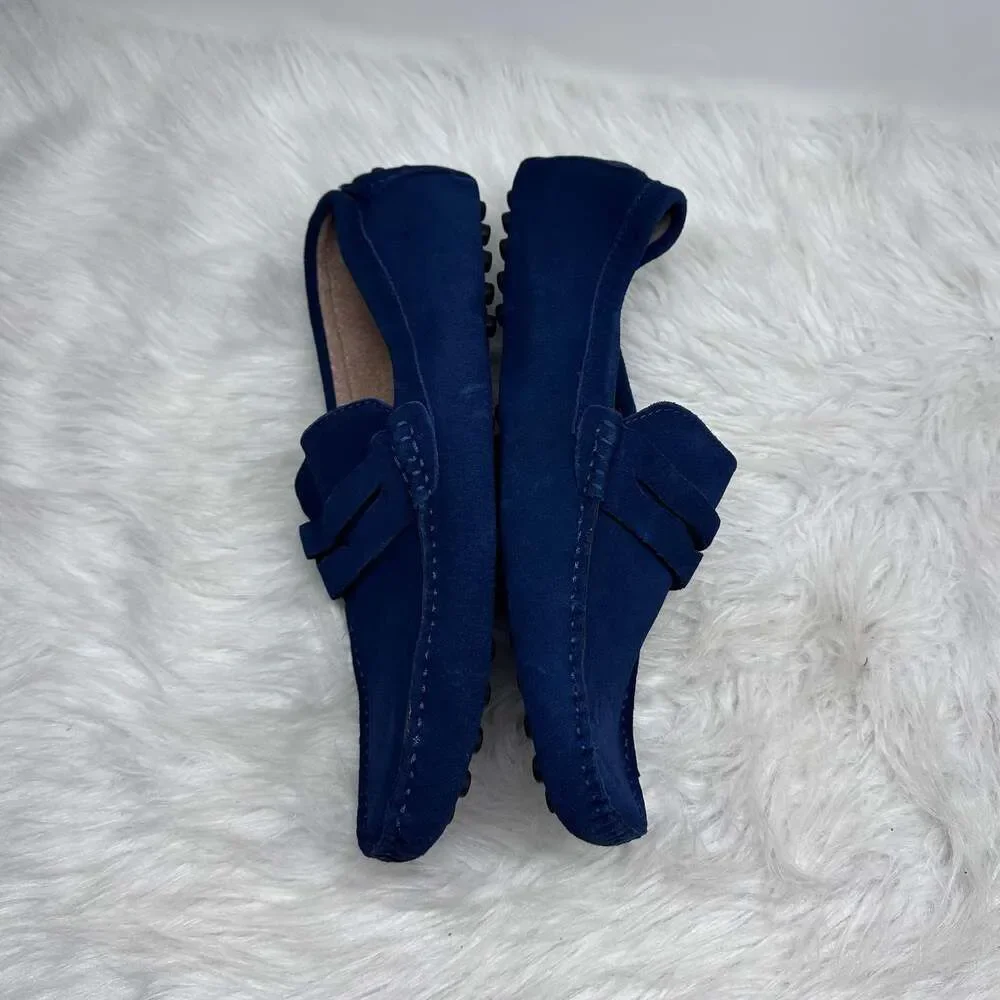 Go‎ Tour Mens Handmade Suede Leather Casual Loafers Shoes NAVY